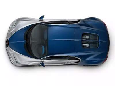 Luxury Bugatti Hypercar  Silver and Blue Carbon  3D model