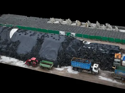 trash pile tires industrial storage terrain drone photogrammetry Low-poly 3D model
