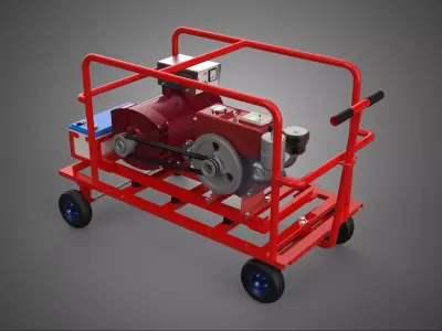 STANDARD DIESEL ENGINE POWER GENERATOR SET MOBILE TROLLEY CART 3D model