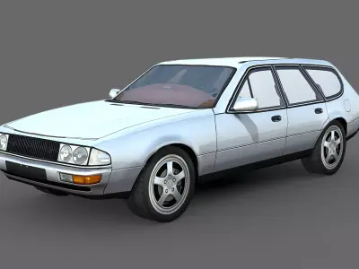 Old School Station Wagon Low-poly 3D model