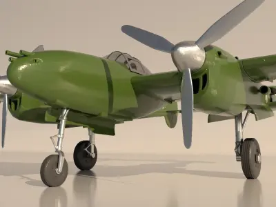 Airplane P38J for 3Dprint 3D print model