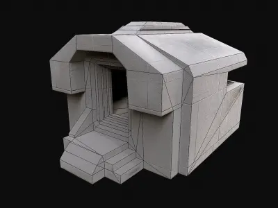 Military Concrete Bunker Base 4 Low-poly 3D model
