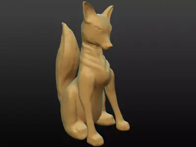 low poly fox sculpture 3D model 3D model
