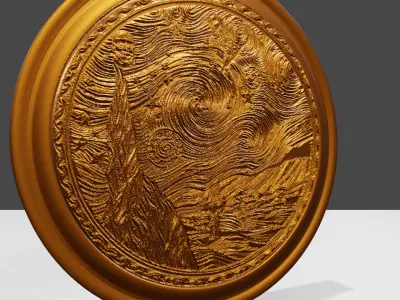 Van Gogh Starry Night Medallion 3D print model