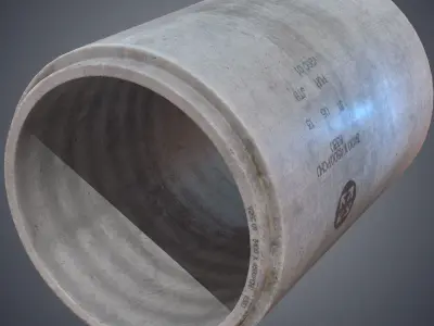 Concrete industrial pipes Low-poly 3D model