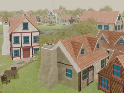 Quaint Village Landscape 3D model buy
