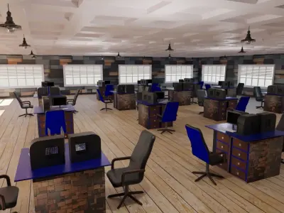 Office Interior Low-poly 3D model buy