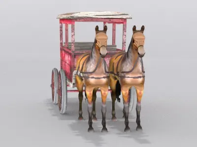 Horse cart Low-poly 3D model order