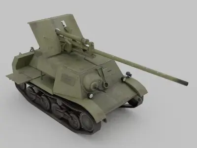 ZIS-30 Tank destroyer Low-poly 3D model