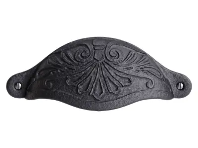 Cabinet or Drawer Bin Pull Black Iron Cup 3D model