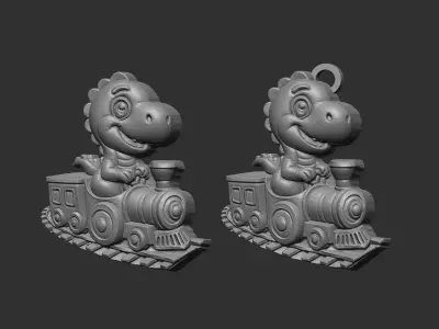cute little dino train cnc keychain model 3D print model