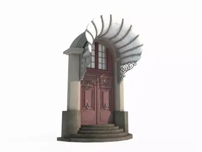 The entrance of a classical architectural structure building 3D model