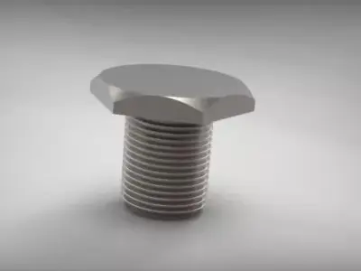 Hexagonal Head threaded bolt Free 3D model