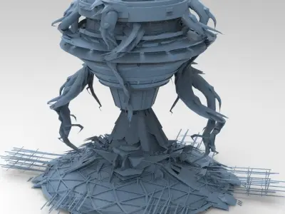 Alien harvester pincer Ship 3D model
