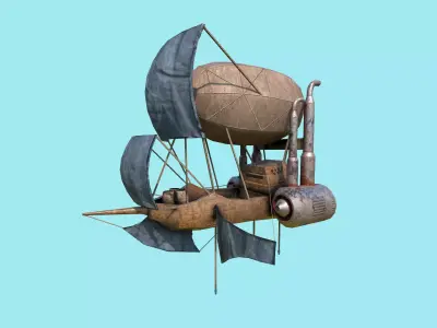 Steampunk Airship - Low Poly Aircraft 02 - Flying Ship Low-poly 3D model