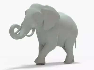 Elephant Rigged Basemesh Low-poly 3D model