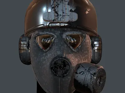 Gas mask helmet 3d model scifi Low-poly  Low-poly 3D model 29