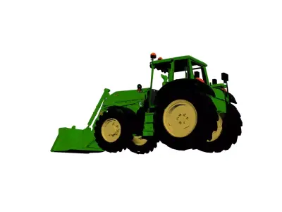 John Deere 6195M Low Poly Tractor Loader Farm Vehicle 3D Low-poly 3D model