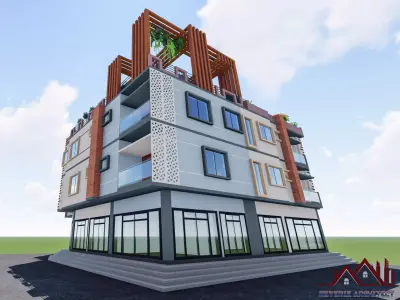 Modern Residential Cum Commercial Building Elevation Design 3D print model