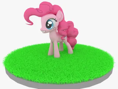 Cartoon Pink Pony Rigged Low-poly 3D model