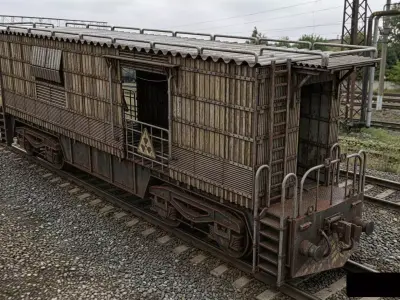 Industrial Railway Maintenance Wagon Low-poly 3D model