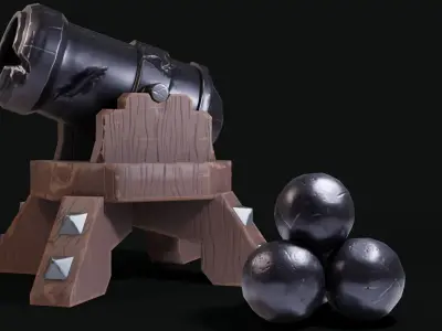 Stylized Cannon Low-poly 3D model purchase
