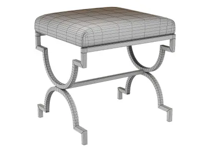 Cream Bench Textile with Metal Low-poly 3D model