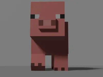 Minecraft Pig Low Poly Free low-poly 3D model