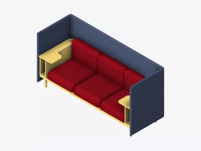 Sofa - Contemporary - Flame - - Work Shelf - Leftand Right Low-poly 3D model