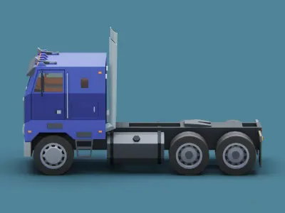 Cartoon Stylized American Semi Truck Low-poly 3D model