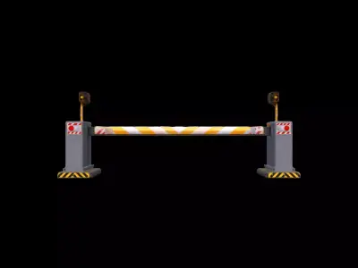 3d Render A Closed Boom Barrier Blocking A Road 3D model