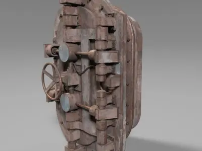Worn Industrial Heavy Door 3D model