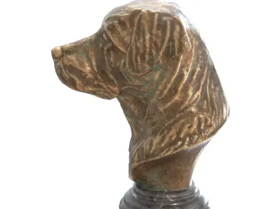 Dog bust metal statues Low-poly 3D model