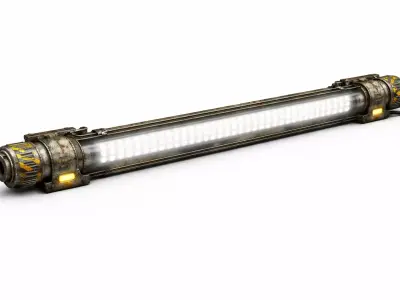 Sci-Fi Industrial LED Tube Light - PBR Game Ready Prop Low-poly 3D model