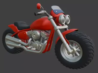 Cartoon Red Chopper Motorcycle 3D Model 3D model get