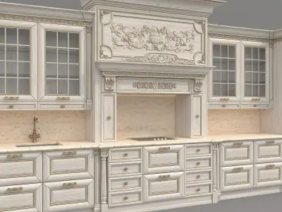 Ornate Victorian Style Kitchen Cabinet 3D model