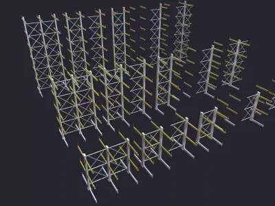 Warehouse Heavy Racks Shelves Low-poly 3D model