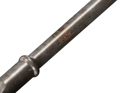 Rusty Gardening Rake Tool 3D model