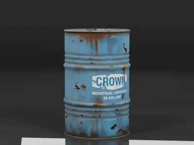 Rusty Industrial Oil Drum Barrel Low-poly 3D model