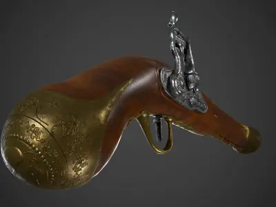 Ancient Shotgun Low-poly 3D model