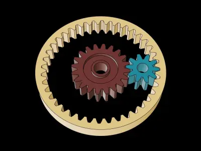 Animated Gears 6 3D model