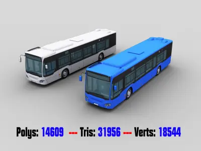 Lowpoly City Bus with interior Low-poly 3D model