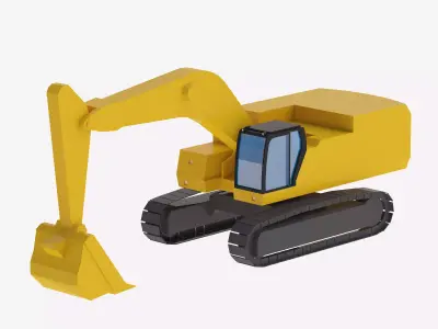 Excavator Construction 395 Simplified Low-poly 3D model