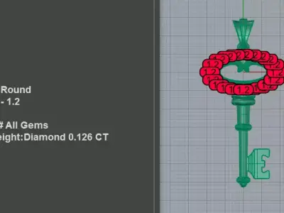 Ultimate Love Key Charm Diamond CAD 3D print model