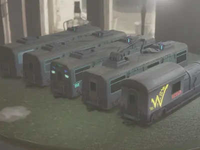 Cyber train  Game Ready Low-poly 3D model Low-poly 3D model