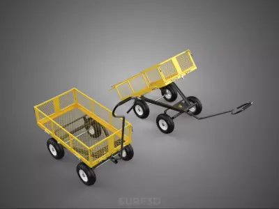 PLATFORM TRUCK METAL GRID FOLDING UTILITY WAGON REMOVABLE SIDES 3D model