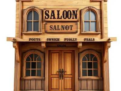 Western Saloon Building D Model Pack Low-poly 3D model