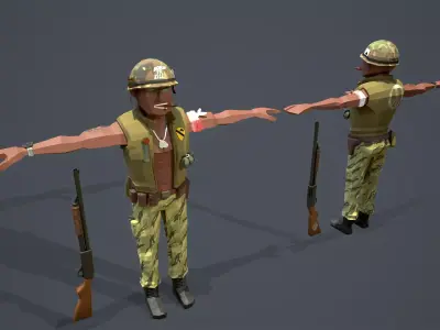 Low Poly Solider - Skinned and Rigged Low-poly 3D model