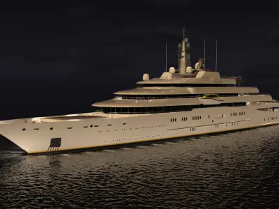 Eclipse Superyacht Night Scene 3D model
