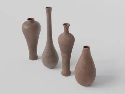 LowPoly Antique Vase Set 4K GameReady Asset Low-poly 3D model